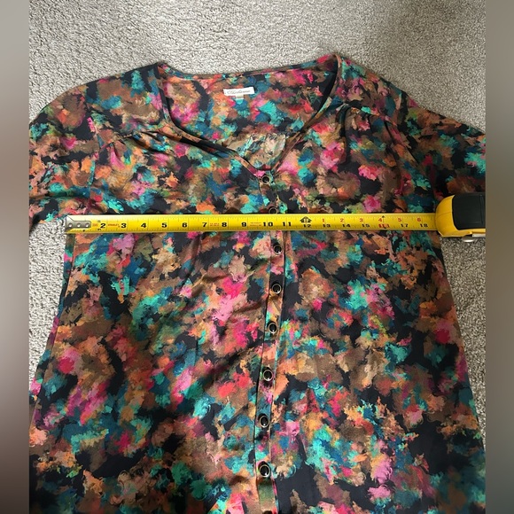 Shoshanna Floral Print 100% Silk 3/4-Sleeve Multicolor Blouse - Size 10 - Picture 9 of 10